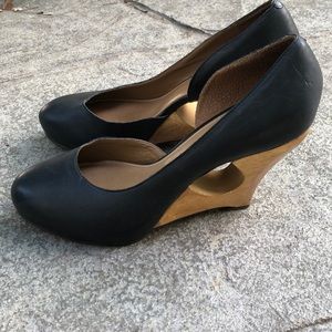 Anthropologie Schuler & Sons Black Wedge Heels 11